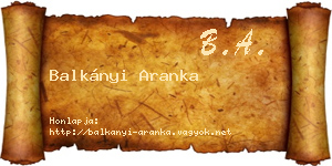 Balkányi Aranka névjegykártya