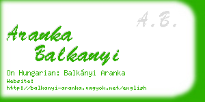 aranka balkanyi business card